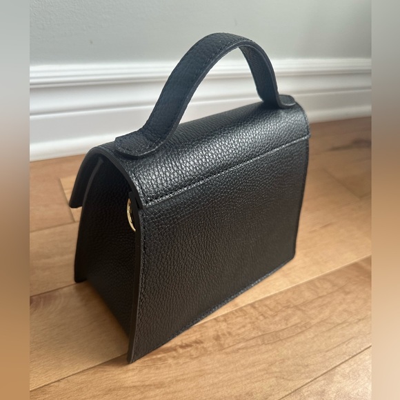 Mini Black Pebbled Leather Handbag - Picture 6 of 14